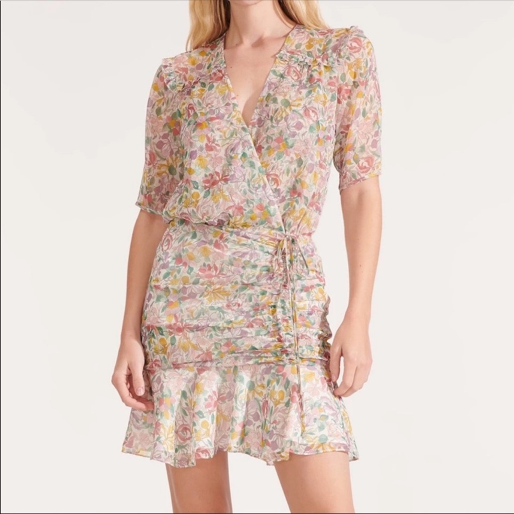 Veronica Beard Dakota Color Multi Garden Floral Silk Mini Dress Sz Xs/2